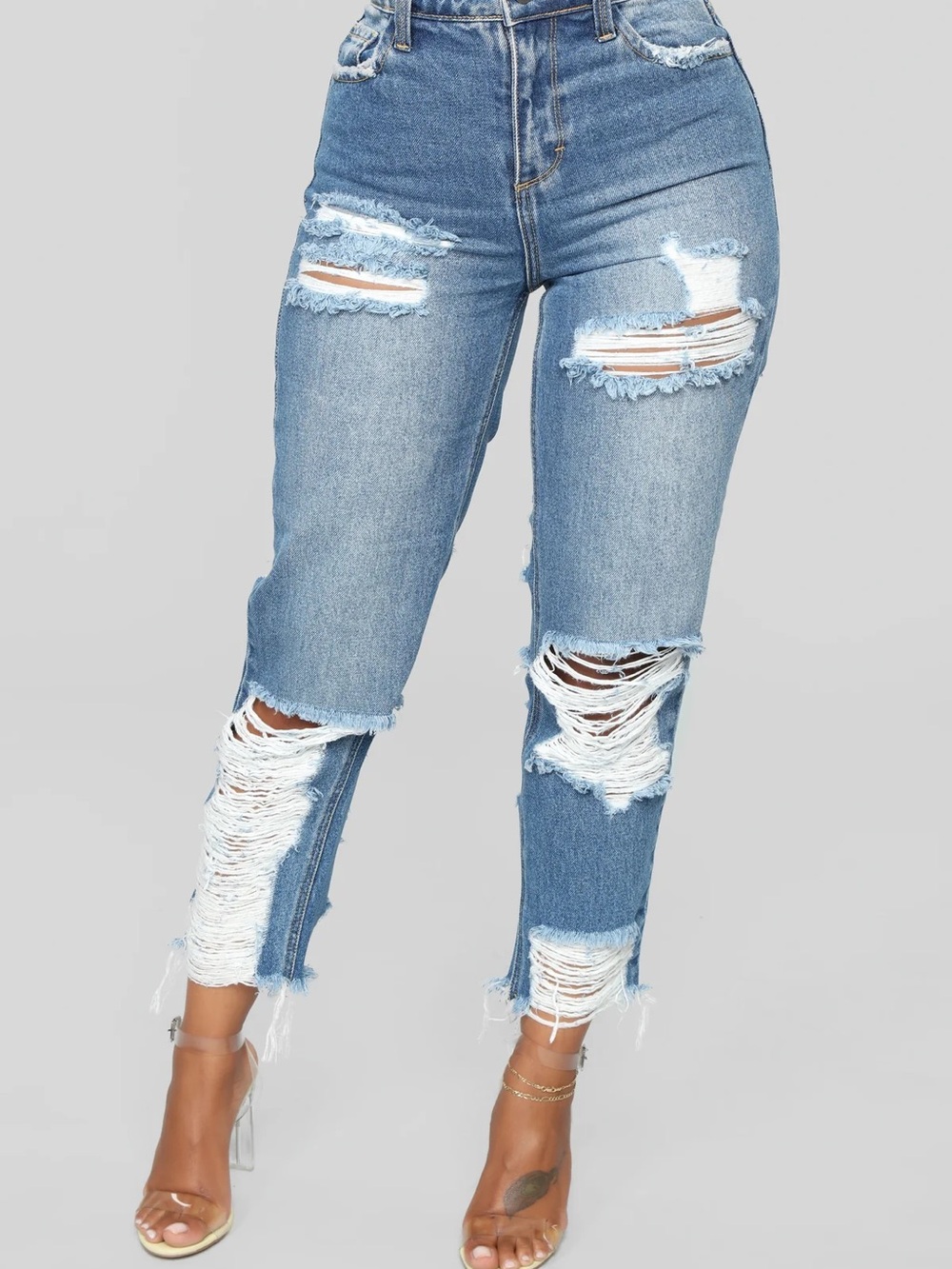Women’s Fashion Nova Light Blue High-Rise Distressed Jeans